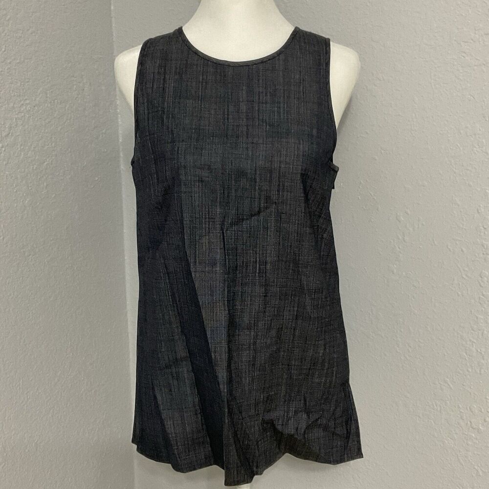 ST. JOHN Sleeveless Dark Blue Denim Blouse Top Size Petite Or X-Small NWT